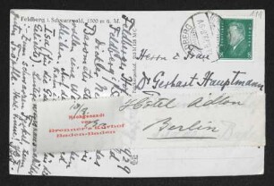 Brief von Hermann Georg Fiedler an Margarete Hauptmann und Gerhart Hauptmann