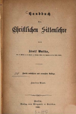 Handbuch der christlichen Sittenlehre, 2