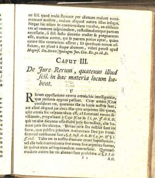 Caput III. De Jure Rerum, quatenus illud scil. in hac materia locum habeat.