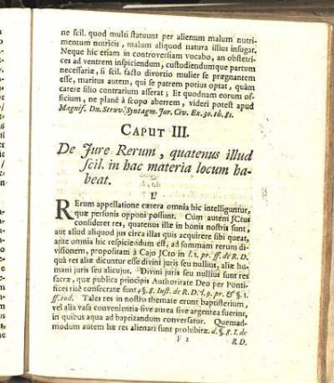 Caput III. De Jure Rerum, quatenus illud scil. in hac materia locum habeat.