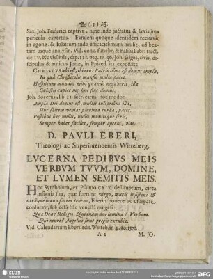 [III.] D. Pauli Eberi ...