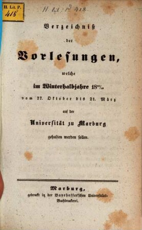Verzeichnis der Vorlesungen. 1845/46, 1845/46. WH.