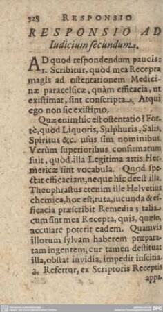 RESPONSIO AD Iudicium secundum.