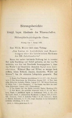 Sitzungsberichte der Bayerischen Akademie der Wissenschaften, Philosophisch-Philologische und Historische Klasse, 1882