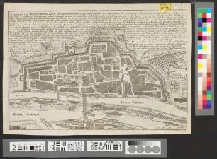 Grundriss von Regensburg nach der würcklichen Lage und Grösse : mit Bemerckung der vornehmsten Gebäude, Plätze, Strassen, Thore, Wercker, etc.