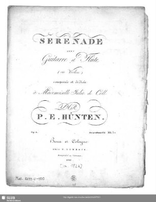 Serenade pour Guitarre et Flûte (ou Violon) : Op. 8