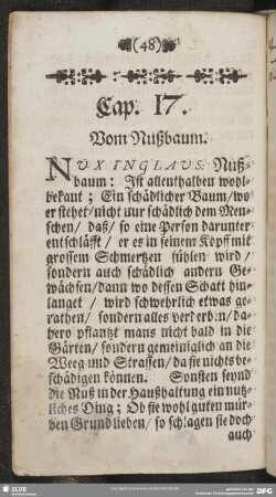 Cap. 17. Vom Nußbaum