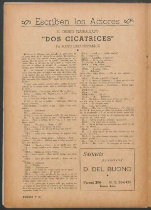 Escriben los Actores : El cuento teatralizado - "Dos Cicatrices"