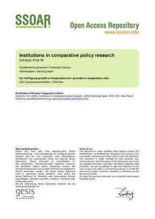 Institutions in comparative policy research