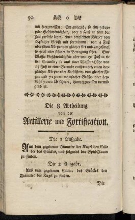 Die 8 Abtheilung von der Artillerie und Fortification.