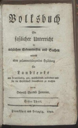 T.1: Volksbuch. Erster Theil