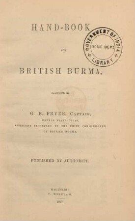 Hand-book for British Burma