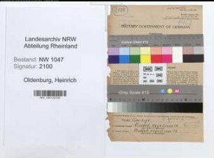 Entnazifizierung Heinrich Oldenburg , geb. 23.01.1902 (Sekretaer)