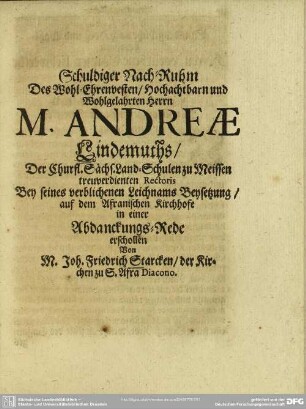 Abdankung : Abdanckungs-Rede