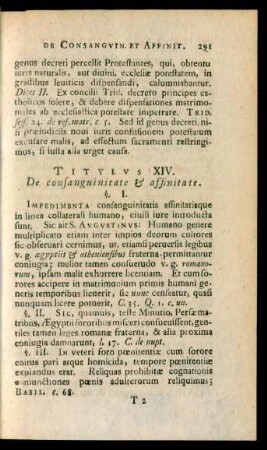 Titulus XIV. De consanguinitate & affinitate.