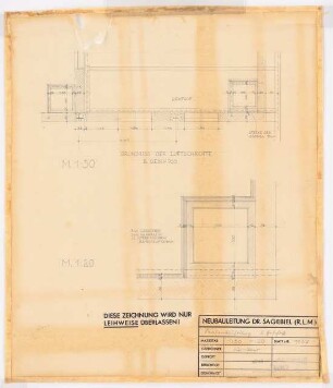 Reichsluftfahrtministerium, Berlin: Saalbau, Ehren-/Festsaal (Entlüftung): Grundrisse 1:50, 1:20