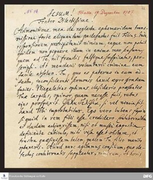 Brief von August Hermann Francke an Gottfried Vockerodt.