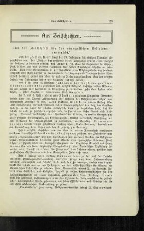Aus der "Zeitschrift für den evangelischen Religionsunterricht"