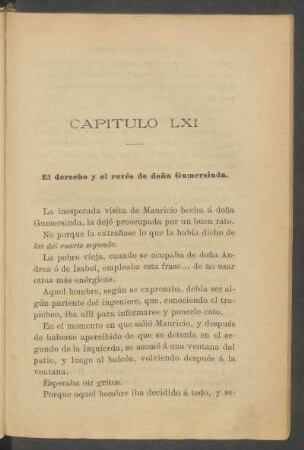 Capítulo LXI - El derecho y el revés de doña Gumersinda.