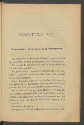 Capítulo LXI - El derecho y el revés de doña Gumersinda.