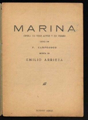 Marina : ópera en tres actos y en verso