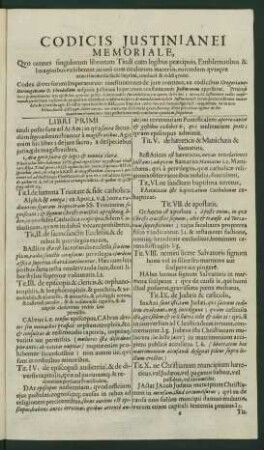Codicis Iustinianei Memoriale, [...]