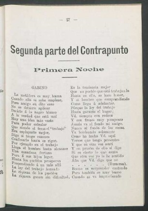 Segunda Parte de Contrapunto : Primera Noche