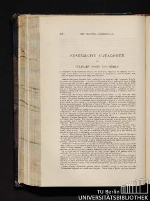 Systematic Catalogue Of Culinary Roots And Herbs.