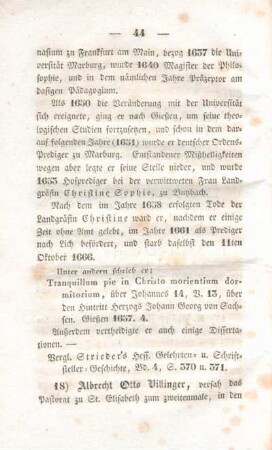 18) Albrecht Otto Villinger, ... 1656-1662.