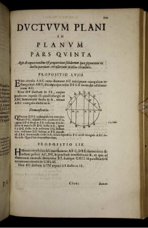 Pars quinta. Agit de aquationibus & proportione solidorum quae gignuntur ex ductu partium circularum inalias circulares.