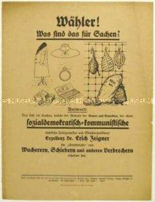 Flugblatt der Deutschen Erneuerungs-Gemeinde gegen den sächsischen SPD-Politiker Erich Zeigner