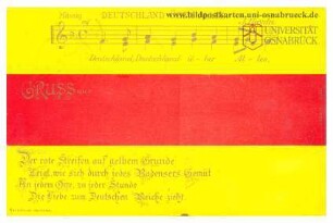 Deutschland, Deutschland über alles - Der rote Streifen auf gelbem Grunde/ Zeigt, wie sich durch jedes Badensers Gemüt...