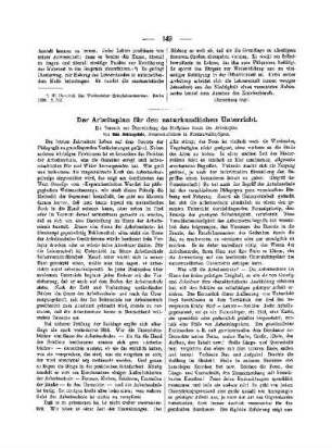 Der Arbeitsplan für den naturkundlichen Unterricht