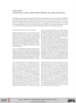 Anhang: Verlorene/verschollene Glasmalereien