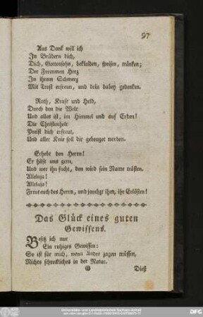 Das Glück eines guten Gewissens.