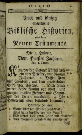 Zwey und fünfzig auserlesene Biblische Historien, aus dem Neuen Testamente.