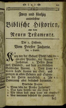 Zwey und fünfzig auserlesene Biblische Historien, aus dem Neuen Testamente.