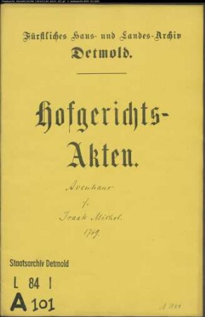 Avenhaus, Meier, bei Lage (Heiden?) gegen Schutzjuden Isaak Michels
