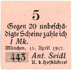 Geldschein / Notgeld, 5 Pfennig, 15.4.1917