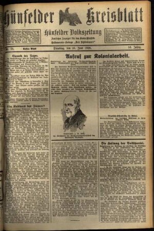 Erste Ausgabe vom Dienstag, den 26. Juni 1928.