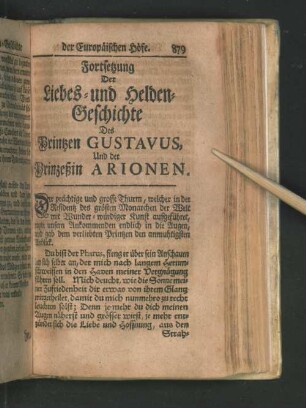 Fortsetzung Der Liebes- und Helden-Geschichte Des Printzen Gustavus, Und der Prinzeßin Arionen.