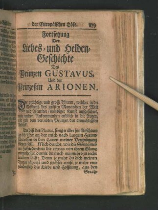 Fortsetzung Der Liebes- und Helden-Geschichte Des Printzen Gustavus, Und der Prinzeßin Arionen.