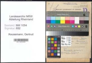 Entnazifizierung Gertrud Keusemann , geb. 26.02.1913 ()