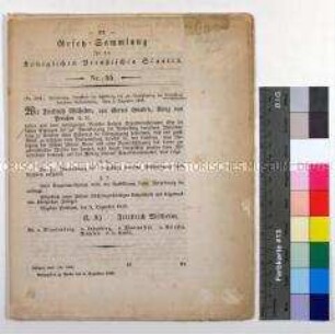 Gesetz-Sammlung für die Königlichen Preußischen Staaten Nr. 55 mit dem Abdruck der Verfassungsurkunde für den Preußischen Staat und des interimistischen Wahlgesetzes für die erste Kammer