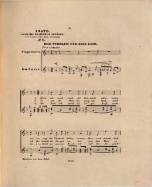 Erato : Auswahl beliebter Gesänge mit leichter Begleitung der Guitarre, 17. Der Tyroler und sein Kind : Wenn ich mich nach der Heimath sehn ; Volkslied