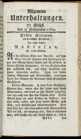 71 Stück. d. 13. September 1769.