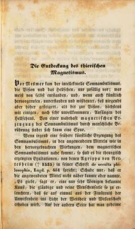 Der Somnambulismus, 2. Der thierische Magnetismus