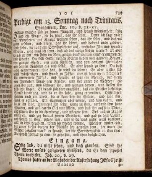 Predigt am 13. Sonntag nach Trinitatis. - Predigt am 15. Sonntag nach Trinitatis.