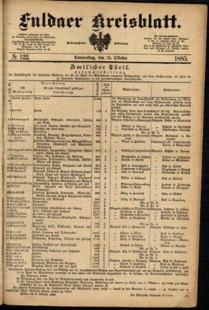Ausgabe vom Donnerstag, den 15. Oktober 1885.