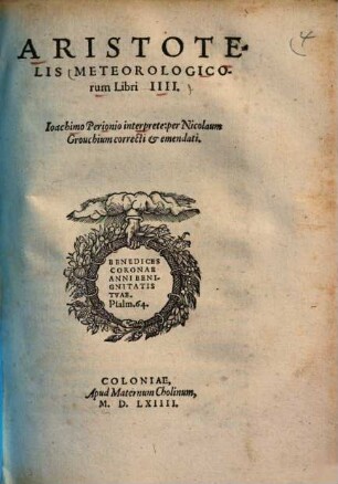 Aristotelis Meteorologicorum libri IIII.